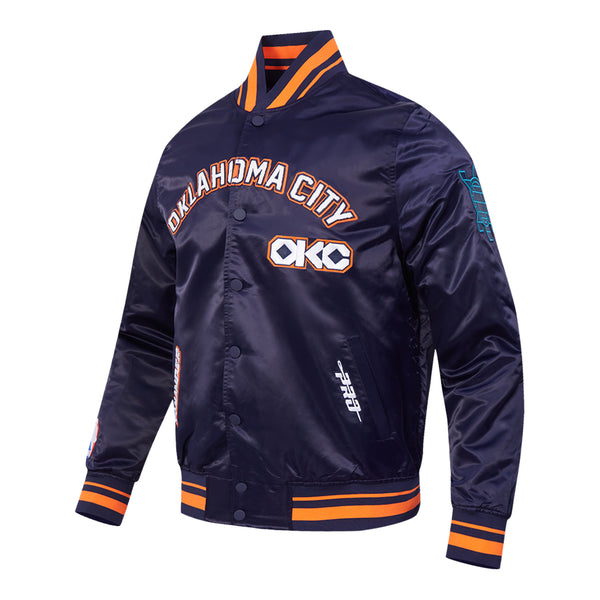 2025-26 CITY EDITION OKC THUNDER PRO STANDARD BOMBER JACKET in Blue - Front Left View