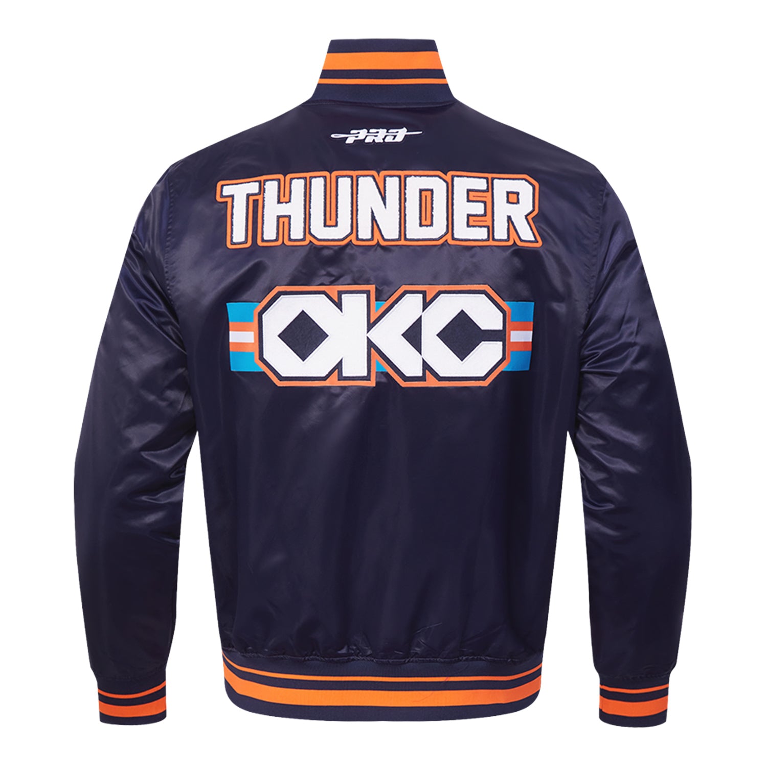2025-26 CITY EDITION OKC THUNDER PRO STANDARD BOMBER JACKET in Blue - Back View