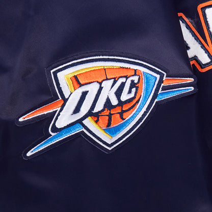 2025-26 CITY EDITION OKC THUNDER PRO STANDARD BOMBER JACKET in Blue - sleeve View