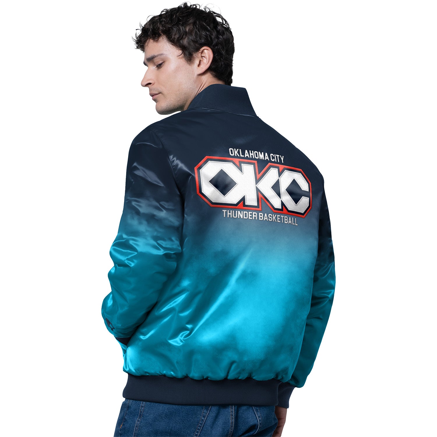 OKC Thunder Starter City Edition 2025-26 Native Ombre Jacket in Blue - Back View