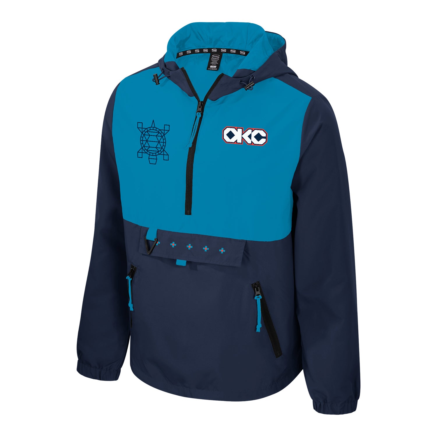 OKC Thunder Stadium Essentials 2025-2026 City Edition Anorak 1/4 Zip Pullover in Blue - Front Left View