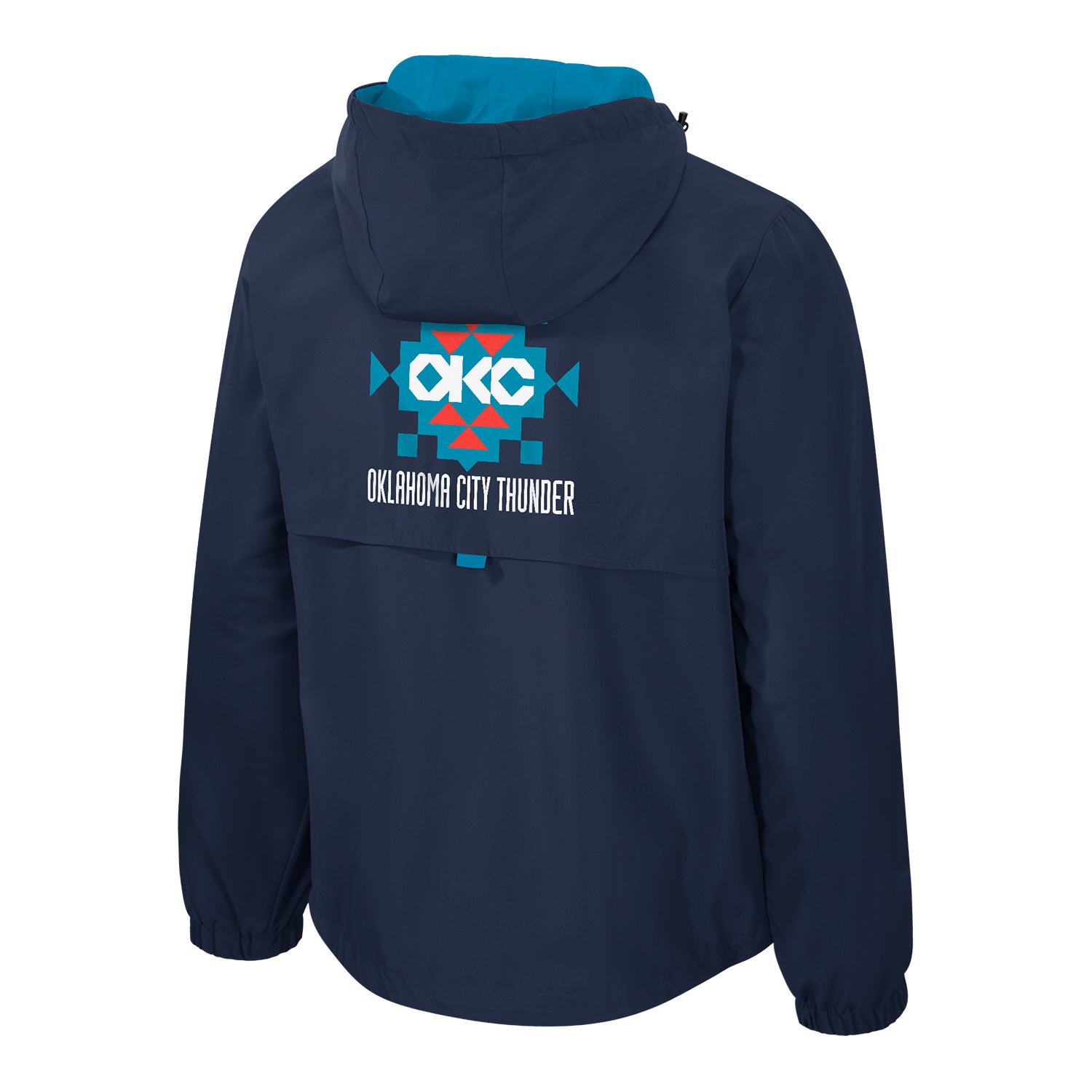 OKC Thunder Stadium Essentials 2025-2026 City Edition Anorak 1/4 Zip Pullover in Blue - Back View