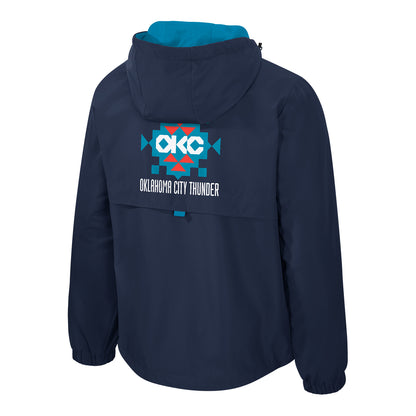 OKC Thunder Stadium Essentials 2025-2026 City Edition Anorak 1/4 Zip Pullover in Blue - Back View