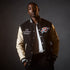 OKC Thunder 2025 NBA Champions Collector's Varsity Jacket in Black- Front View on Model