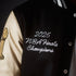 OKC Thunder 2025 NBA Champions Collector's Varsity Jacket in Black- Script Detail on Chest 