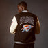 OKC Thunder 2025 NBA Champions Collector's Varsity Jacket in Black- Back View on Model