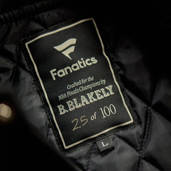 OKC Thunder 2025 NBA Champions Collector's Varsity Jacket in Black- Interior Tag Detail 