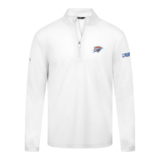 OKC Thunder Levelwear 2026 Playoffs Heron Quarter Zip Pullover in White - Front View