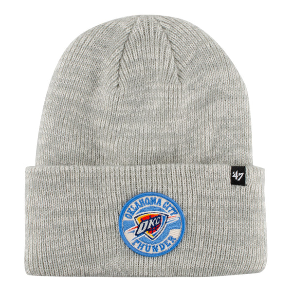 OKC THUNDER KNIT PLAINFIELD CUFF HAT IN GREY - FRONT VIEW
