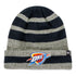 OKC THUNDER KNIT WINSLOW CUFF HAT IN GREY & NAVY - FRONT VIEW