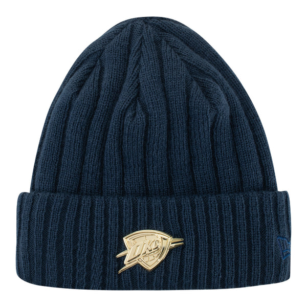 THUNDER BADGE SLICK KNIT HAT In Blue - Front View