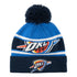 THUNDER CALLOUT POM TEAM COLOR KNIT HAT In Blue - Front View