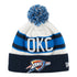 THUNDER RETRO CUFF TEAM COLOR KNIT HAT In Blue & White - Front View