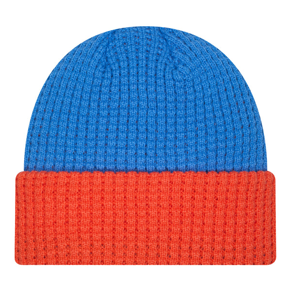 OKC THUNDER NEW ERA WAFFLE CUFF BEANIE IN BLUE - BACK VIEW