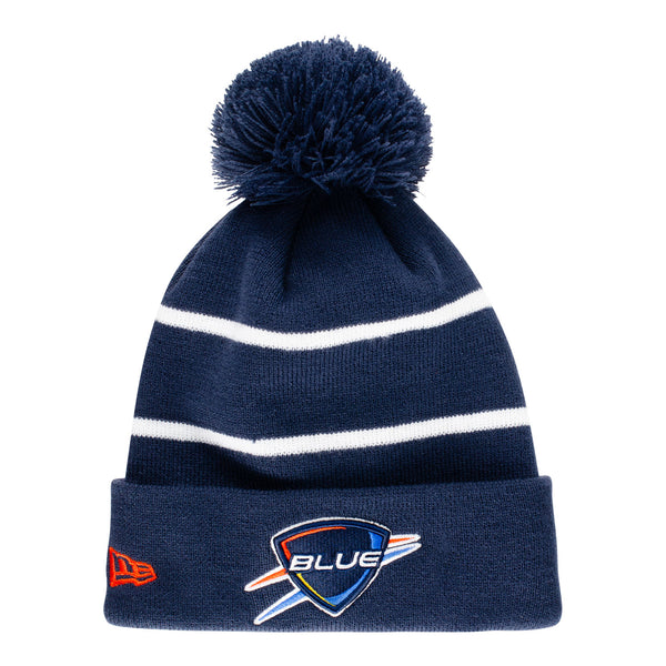 OKC BLUE NEW ERA STRIPED POM KNIT - Front View