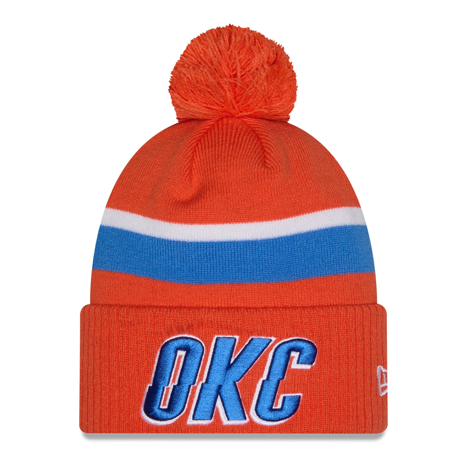 OKC THUNDER NEW ERA STATEMENT POM CUFF KNIT in orange - Front View