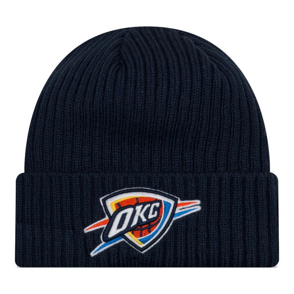 OKC THUNDER NEW ERA CLASSIC NAVY CUFF BEANIE in Blue - Front View