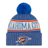OKC THUNDER NEW ERA CITY STRIPED POM KNIT in Blue - Front View