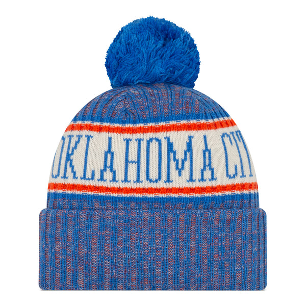 OKC THUNDER NEW ERA CITY STRIPED POM KNIT in Blue - Back View