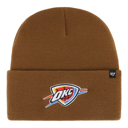 OKC Thunder 47 Brand x Carhartt Cuff Knit Hat in Brown - Front View