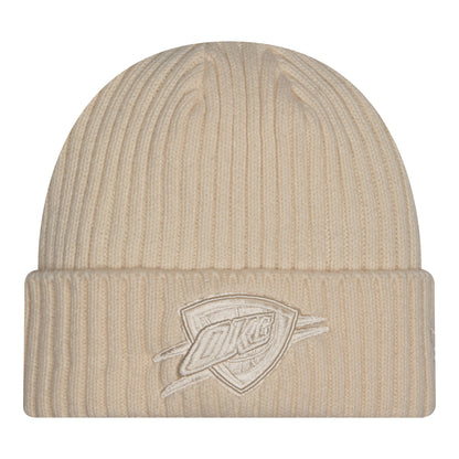 OKC Thunder New Era Color Pack Cuff Knit Hat in Tan - Front View