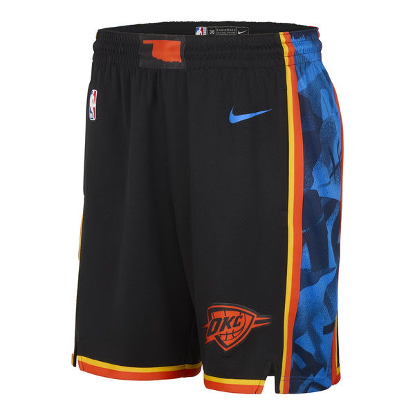 2024-25 OKLAHOMA CITY THUNDER CITY EDITION NIKE SWINGMAN SHORTS IN BLACK - FRONT VIEW