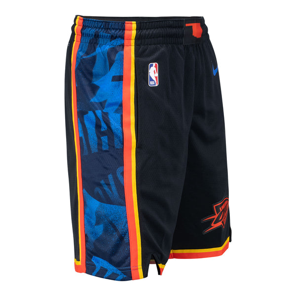 2024-25 OKLAHOMA CITY THUNDER CITY EDITION NIKE SWINGMAN SHORTS IN BLACK - SIDE VIEW