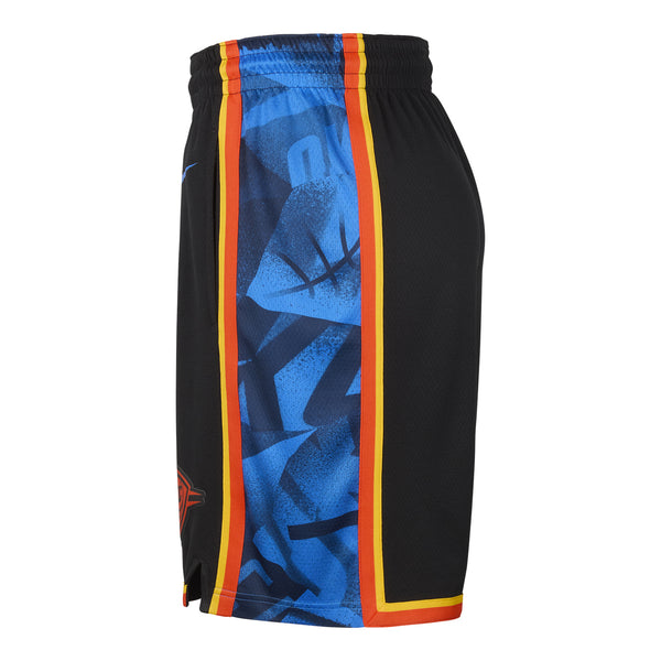 2024-25 OKLAHOMA CITY THUNDER CITY EDITION NIKE SWINGMAN SHORTS IN BLACK - SIDE VIEW