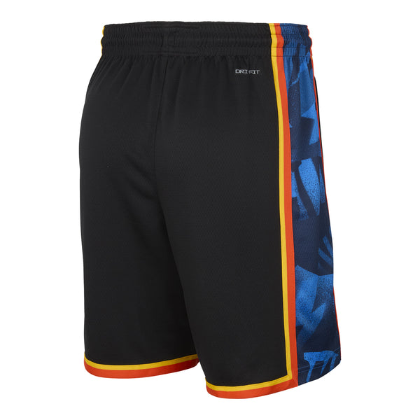 2024-25 OKLAHOMA CITY THUNDER CITY EDITION NIKE SWINGMAN SHORTS IN BLACK - BACK VIEW