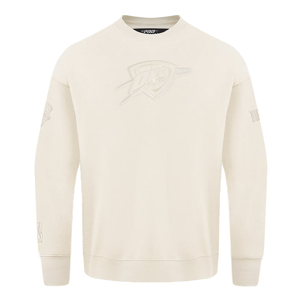 OKLAHOMA CITY THUNDER PRO STANDARD NEUTRAL CLASSIC CREW NECK SWEATSHIRT IN WHITE - FRONT VIEW