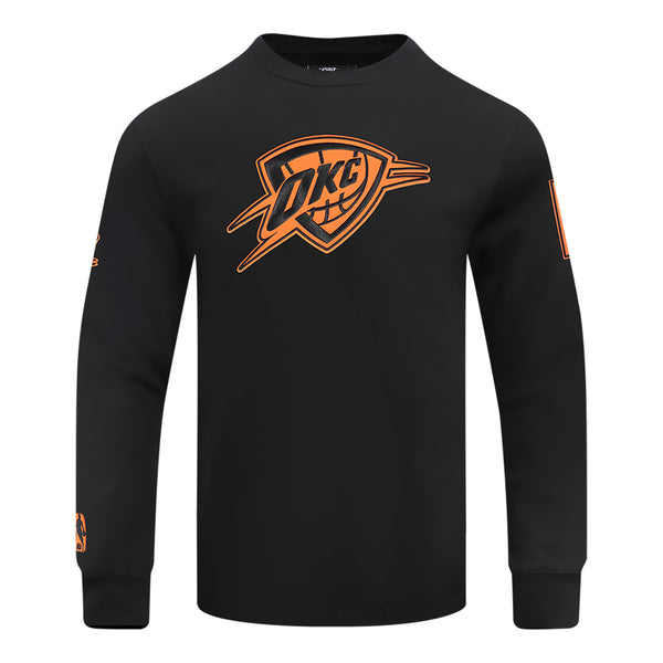 OKC THUNDER PRO STANDARD PEBBLED LEATHER CREWNECK SWEATSHIRT - Front View