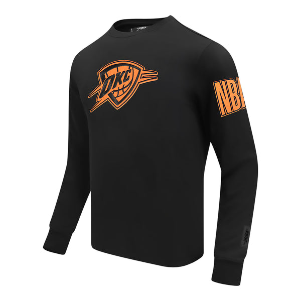 OKC THUNDER PRO STANDARD PEBBLED LEATHER CREWNECK SWEATSHIRT - Front View