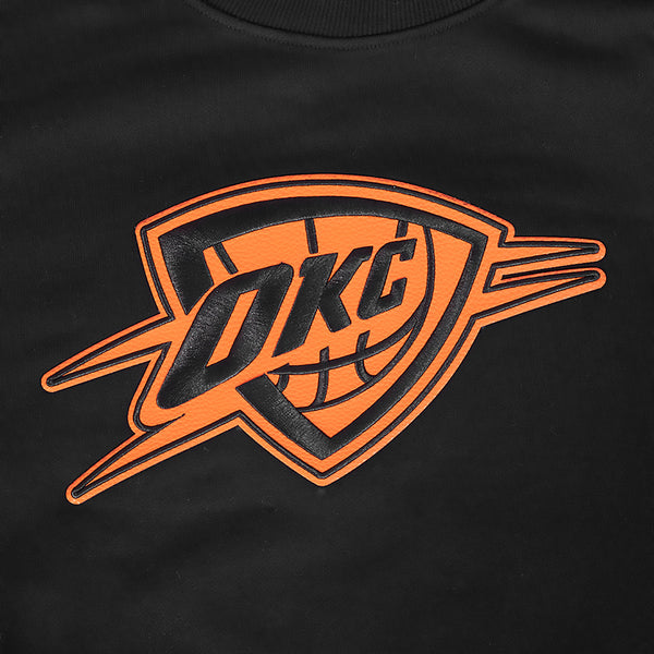 OKC THUNDER PRO STANDARD PEBBLED LEATHER CREWNECK SWEATSHIRT - Front View