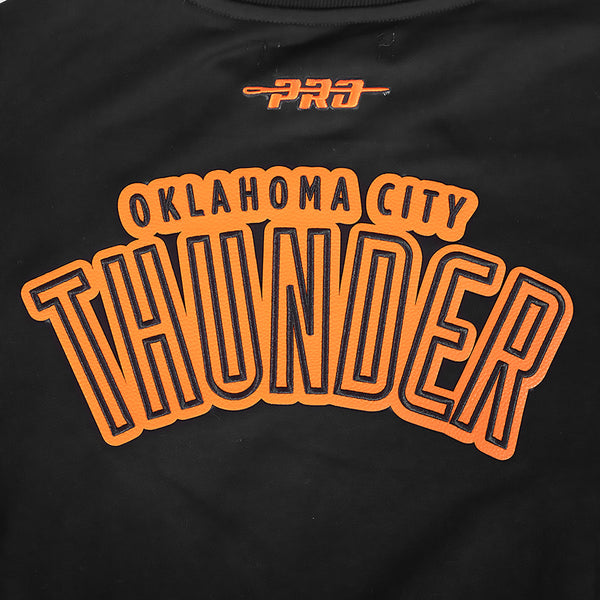 OKC THUNDER PRO STANDARD PEBBLED LEATHER CREWNECK SWEATSHIRT - Back View