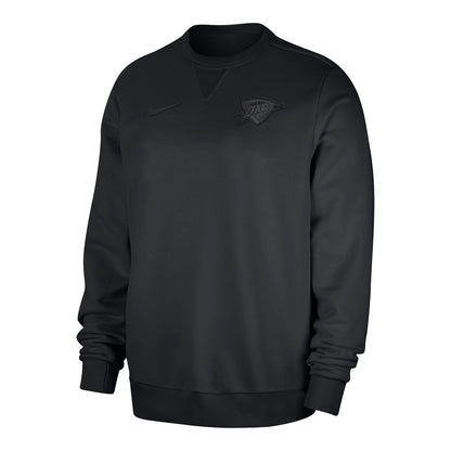 OKC Thunder Nike Travel Fleece Crewneck in Black - Front View