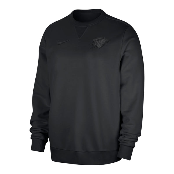OKC Thunder Nike Travel Fleece Crewneck in Black - Front View