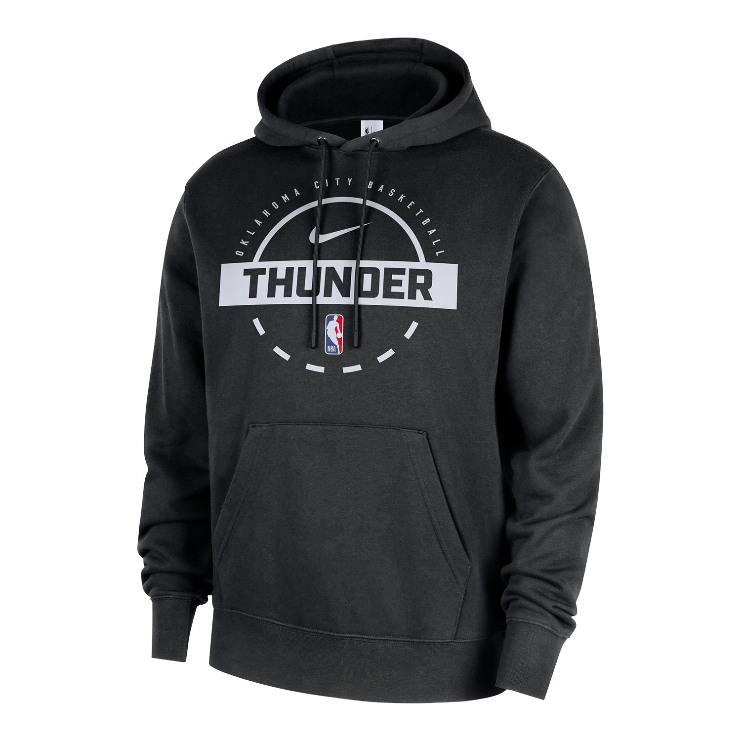 OKC Thunder Nike Practice Pullover Hoodie in Black - Front View
