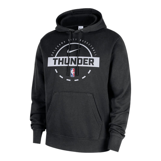 OKC Thunder Nike Practice Pullover Hoodie in Black - Front View