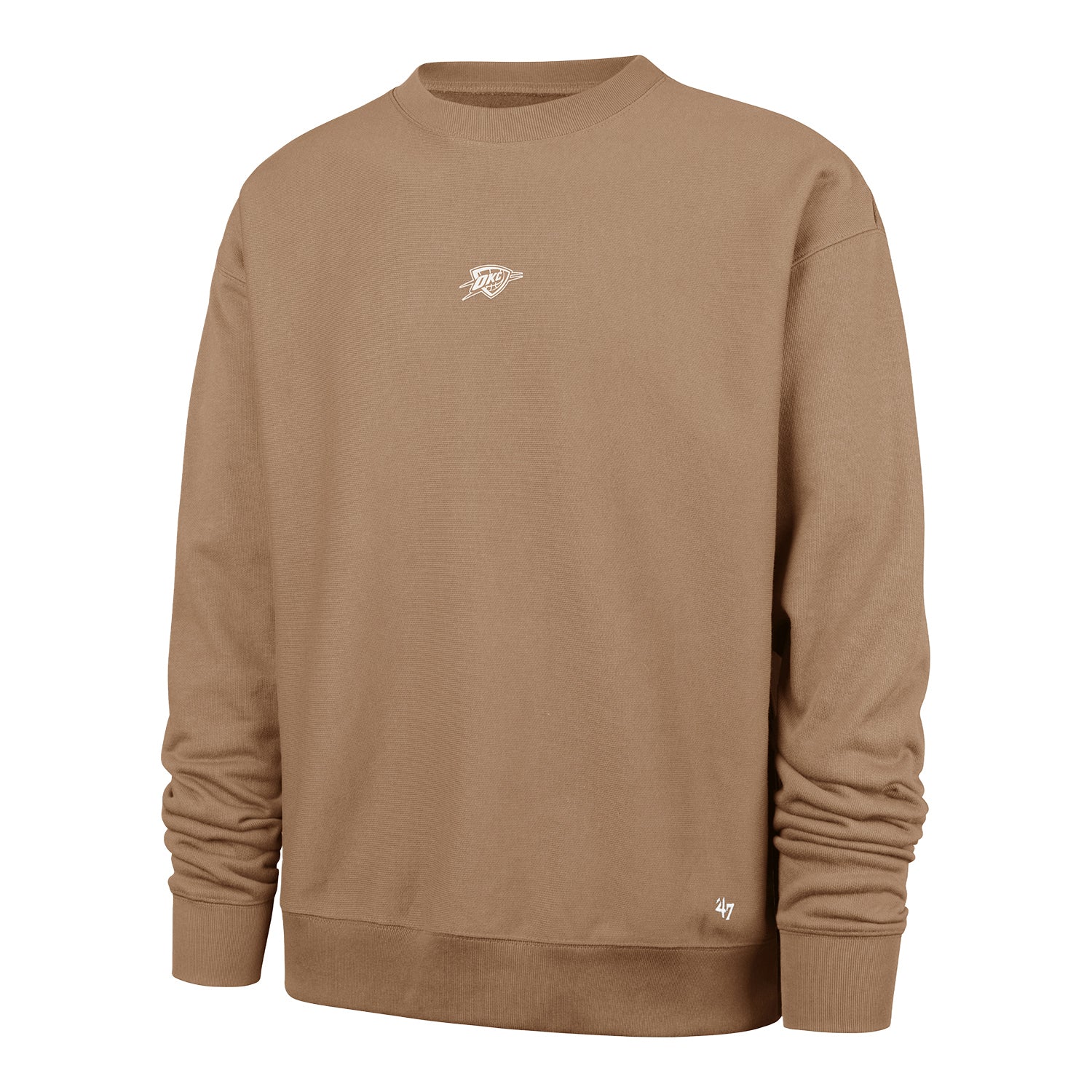 OKC THUNDER 47 BRAND FOUNDATION OFFSIDE CREWNECK in Brown - Front View