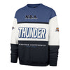 OKC THUNDER 47 BRAND MAXIMALIST COLORBLOCKED CREWNECK in Blue, White, and Black - Front View