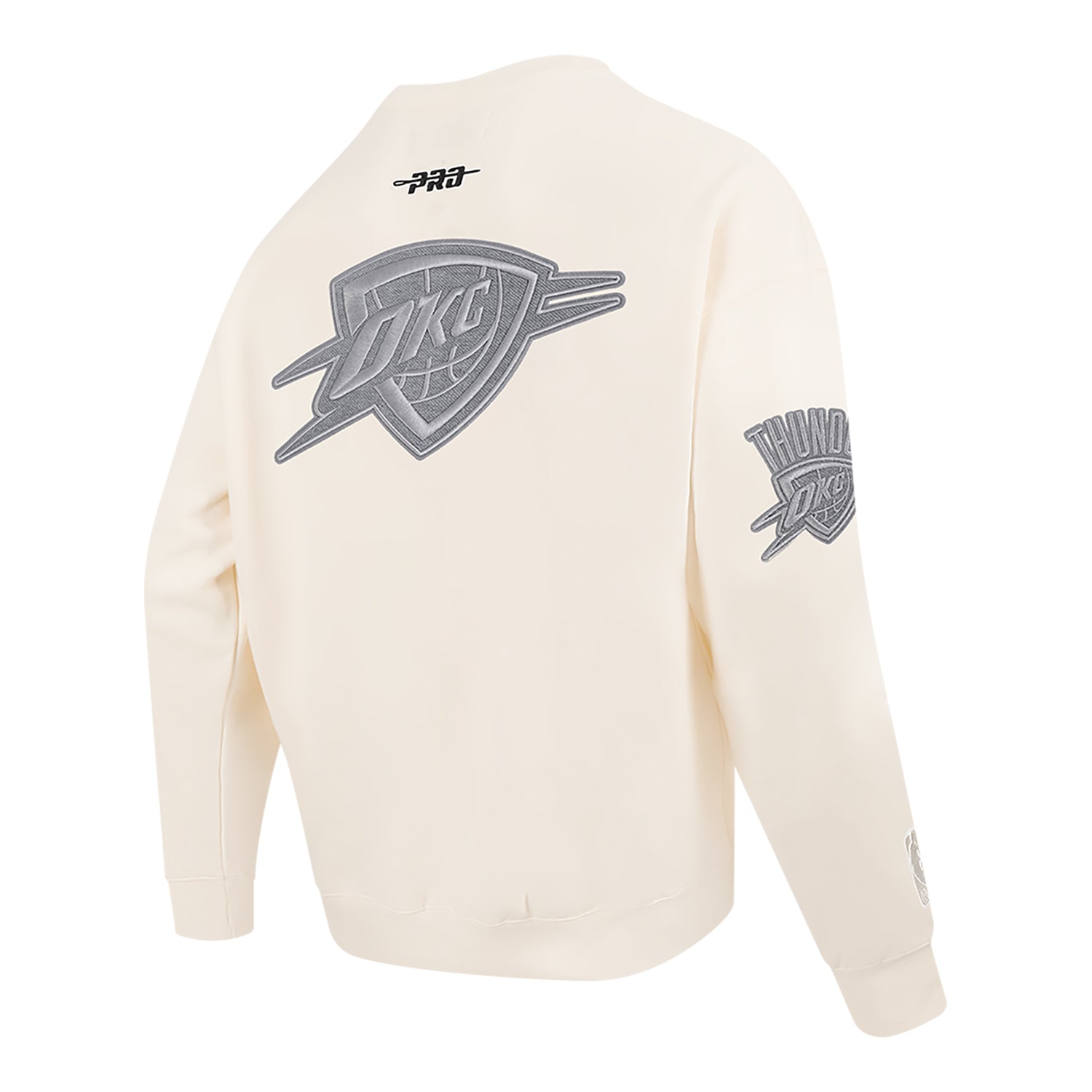 OKC Thunder Pro Standard Tonal Terry Cloth Crewneck in White - Back Right View