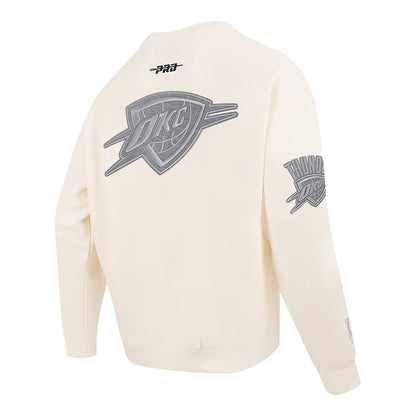 OKC Thunder Pro Standard Tonal Terry Cloth Crewneck in White - Back Right View