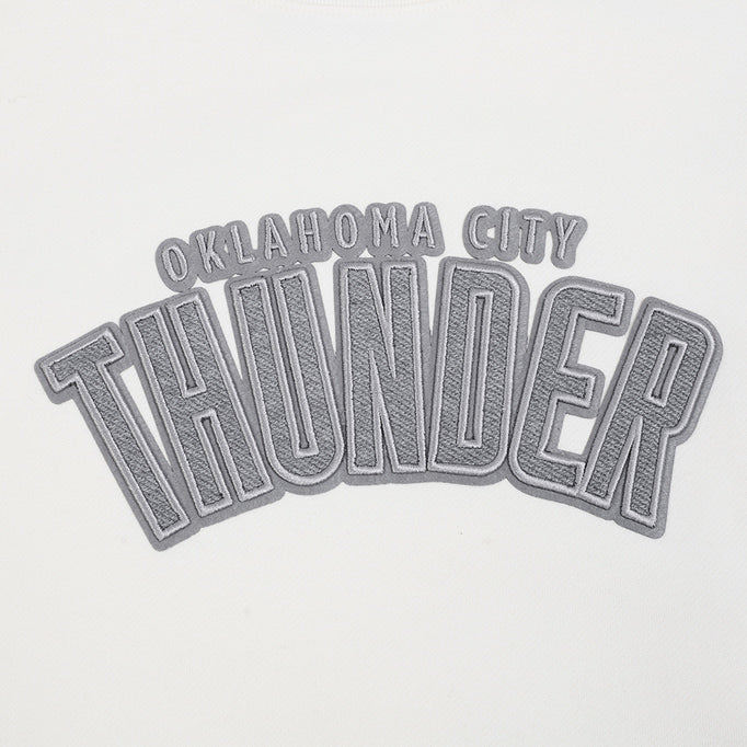 OKC Thunder Pro Standard Tonal Terry Cloth Crewneck in White - Chest Detail