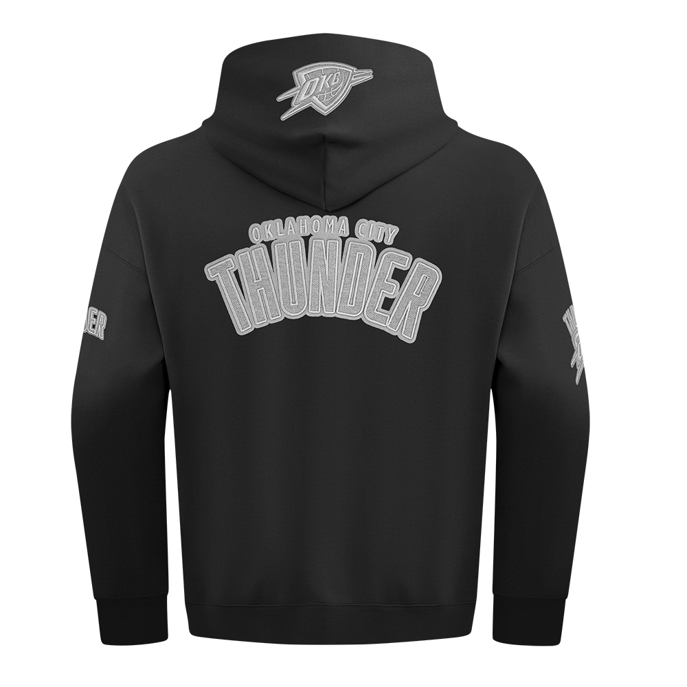 OKC Thunder Pro Standard Tonal Terry Cloth Hoodie in Black - Back View

