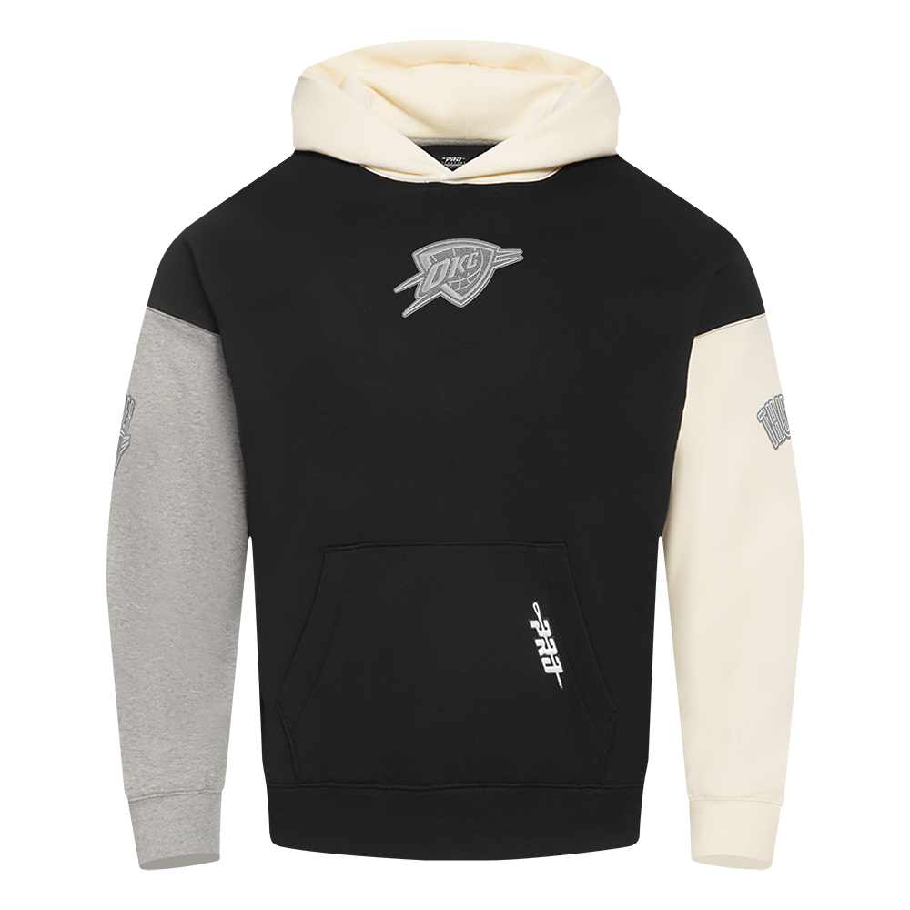 OKC Thunder Pro Standard Tonal Terry Cloth Colorblock Hoodie in Black - Front View