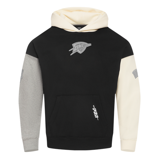 OKC Thunder Pro Standard Tonal Terry Cloth Colorblock Hoodie in Black - Front View