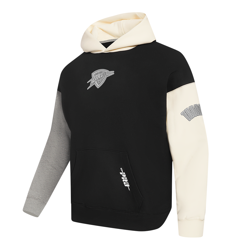 OKC Thunder Pro Standard Tonal Terry Cloth Colorblock Hoodie in Black - Side View
