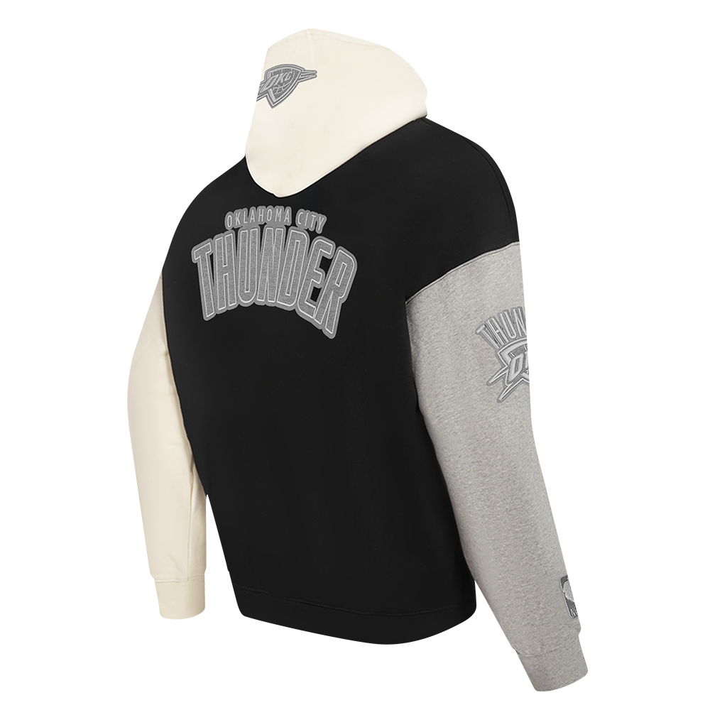 OKC Thunder Pro Standard Tonal Terry Cloth Colorblock Hoodie in Black - Back View