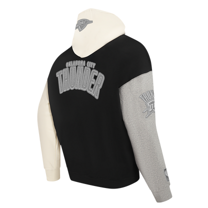 OKC Thunder Pro Standard Tonal Terry Cloth Colorblock Hoodie in Black - Back View