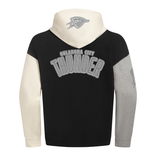 OKC Thunder Pro Standard Tonal Terry Cloth Colorblock Hoodie in Black - Back View 